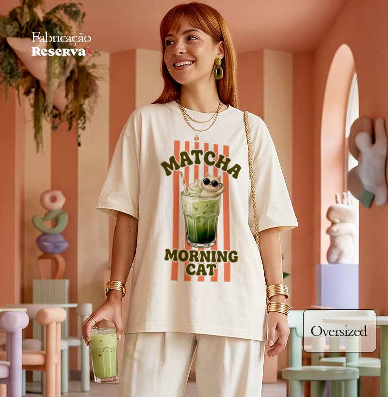 Matcha Morning Cat